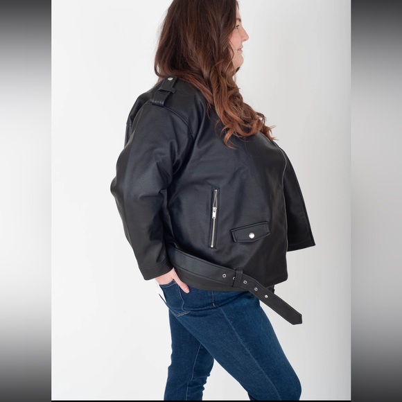 NWT Noisy may Black Leather Jacket SIZE 18 - Picture 3 of 14